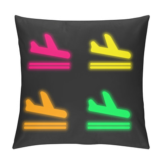 Personality  Arrivals Four Color Glowing Neon Vector Icon Pillow Covers