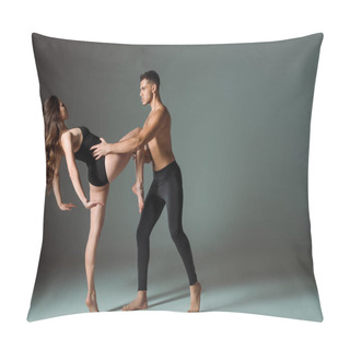 Personality  Dancers Dancing Contemporary On Dark Background With Copy Space  Pillow Covers