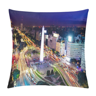 Personality  Colorful Aerial View Of Buenos Aires And 9 De Julio Avenue At Night - Buenos Aires, Argentina Pillow Covers