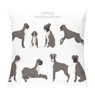 Personality  Boxer Dog Clipart. Different Poses, Coat Colors Set.  Vector Illustration Pillow Covers