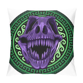 Personality  Illustration Of T Rex Skull With Ornaments Pillow Covers