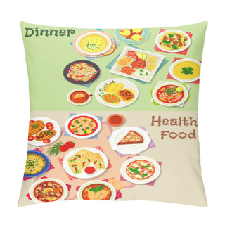 Personality  Dinner Icon Set For Healthy Food Theme Design Pillow Covers