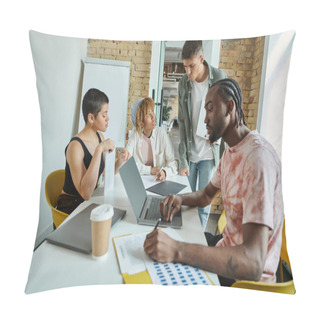 Personality  Group Of Diverse Business People Planning And Sharing Ideas About Startup Project, Coworking, Gen Z Pillow Covers