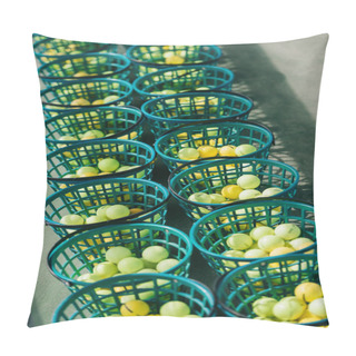 Personality  Close Up View Of Golf Balls In Buckets At Golf Course Pillow Covers