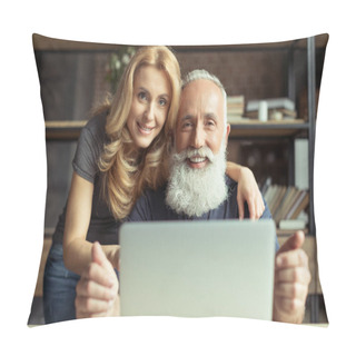 Personality  Man Working On Laptop Pillow Covers