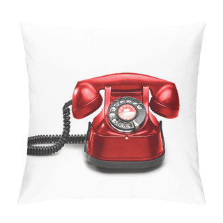 Personality  An Old Red Telephon With Rotary Dial Pillow Covers