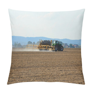 Personality  Plowed Field With A Tractor Treating The Soil Pillow Covers