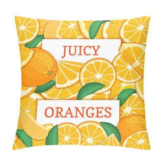 Personality  Two White Rectangle Label On Orange Fruit Background. Vector Card Illustration. Pillow Covers