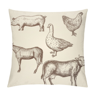 Personality  Farm Collection. Vector Illustration. Pillow Covers
