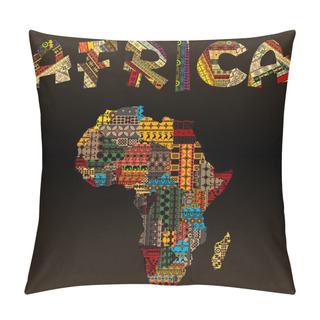 Personality  Africa Map With African Typography Made Of Patchwork Fabric Text Pillow Covers