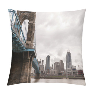 Personality  Storm Over Suspension Bridge Newport Kentucky Cincinnati Ohio River Pillow Covers