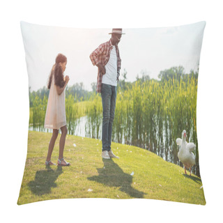 Personality  Granddaughter And Grandfather With Goose Pillow Covers