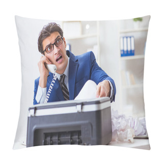 Personality  Businessman Angry At Copying Machine Jamming Papers Pillow Covers