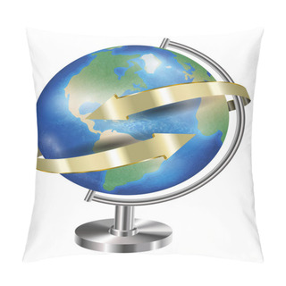 Personality  World Earth Planet Globe With Gold Arrow Around Pillow Covers