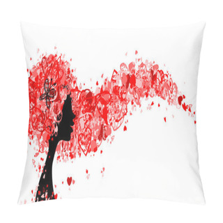 Personality  Female Head With Hairstyle Made From Tiny Hearts For Your Design Pillow Covers