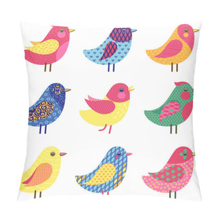 Personality  Set With Colorful Birds Pillow Covers