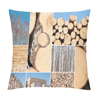 Personality  A Collage Of Different Types Of Wood Piles, Save Of Natural Envi Pillow Covers