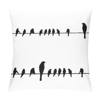 Personality  Vector Silhouettes Of The Birds On Wire Pillow Covers