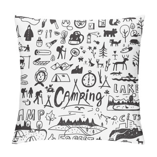 Personality  Camping Doodles Set Pillow Covers