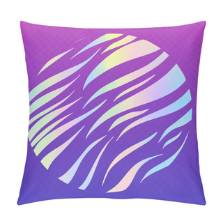 Personality  Vector Holographic Tiger Abstract Round Background. Doodle Circle In Hand Drawn Style. Template For Social Media Design, Posters. Pillow Covers