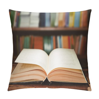 Personality  Open Book On Bookshelves Background Pillow Covers
