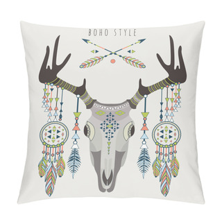 Personality  Vector Illustration Of A Deer Skull. Pillow Covers