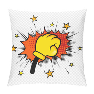 Personality  Cartoon Style Clenched Fist With A Half Tone Explosion Effect Pillow Covers