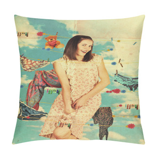 Personality  Beauty Brunette With Linen Pillow Covers