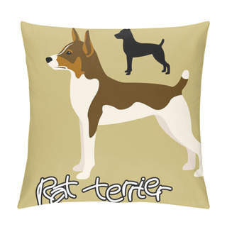 Personality  Rat Terrier Vector Illustration Black Silhouette Flat Pillow Covers
