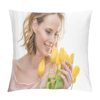 Personality  Woman Holding Bouquet Pillow Covers