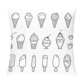 Personality  Vector Icon Set Of Yummy Ice Cream Pillow Covers
