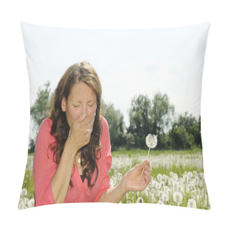 Personality  Woman Sneezes On A Flower Meadow Pillow Covers