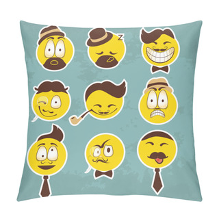 Personality  Funny Characters. Vector Set Pillow Covers