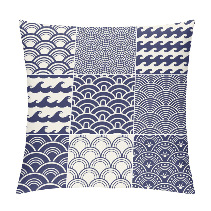 Personality  Japanese Seamless Ocean Wave Pattern Pillow Covers