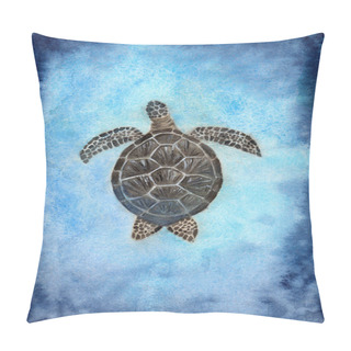 Personality  Watercolor Illustration Of A Colorful Sea Turtle Swimming In The Bright Turquoise Waters Of The Ocean Pillow Covers