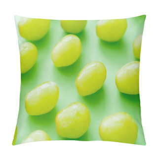 Personality  Flat Lay Of Delicious Organic Grapes On Green Pillow Covers