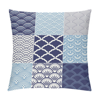 Personality  Japanese Seamless Ocean Wave Pattern Pillow Covers