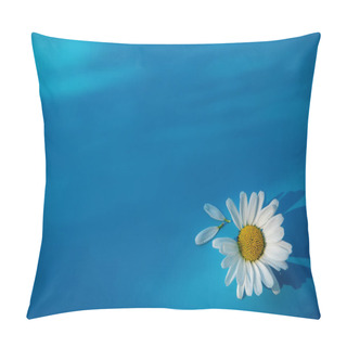 Personality  Beautiful White Camomile Lies On A Blue Pillow Covers