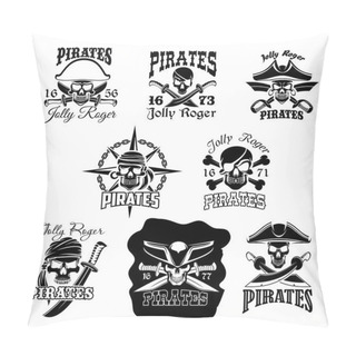 Personality  Pirate Skull Icon And Jolly Roger Flag Symbol Pillow Covers