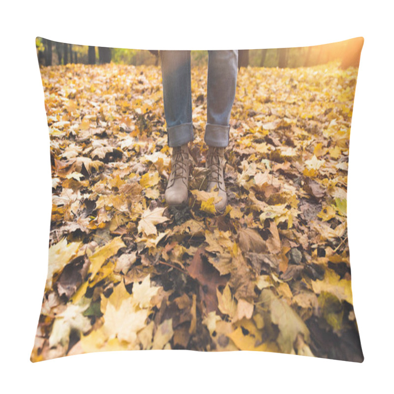 Personality  Person Standing On Fallen Leaves Pillow Covers