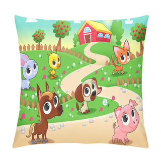 Personality  Funny Farm Animals In The Garden Pillow Covers