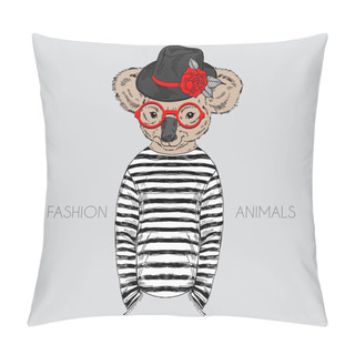 Personality  Koala Boy Dressed Up In Hat Pillow Covers