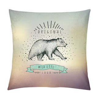 Personality  Vintage Label Bear. Pillow Covers