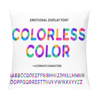 Personality  Colorful Font. Colorful Bright Alphabet And Font. Emotional Bold Uppercase Color Letters. Type, Typography Letter Latin Font. Hand-drawn Modern Narrow Font For Headline, Text. Vector Illustration Pillow Covers