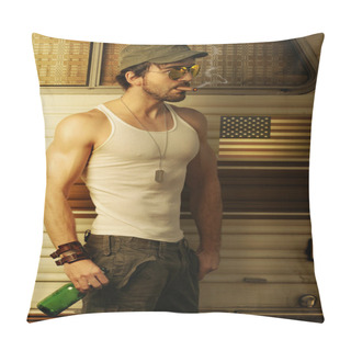 Personality  Sexy Man In White Tank Top Pillow Covers
