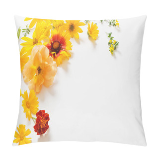 Personality  The Yellow And Orange Flowers On White Background Pillow Covers