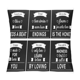 Personality  Set Of Love Quotes In Black Pillow Covers