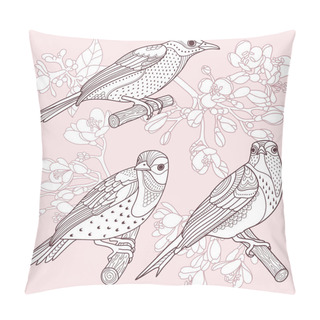 Personality  Birds And Flowers Pillow Covers