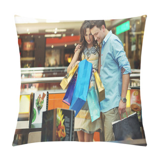 Personality  Young Couple In Shopping Center Pillow Covers