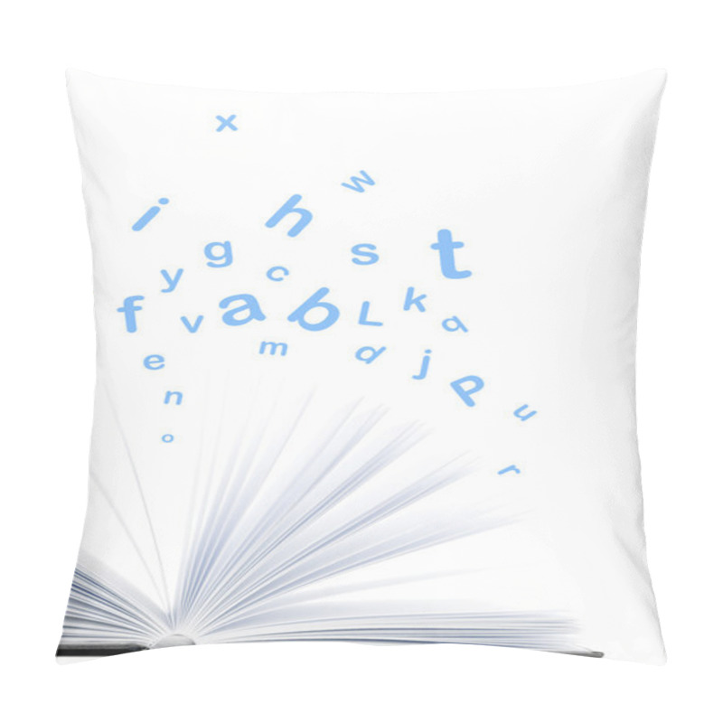 Personality  Book with letters flying out of it pillow covers